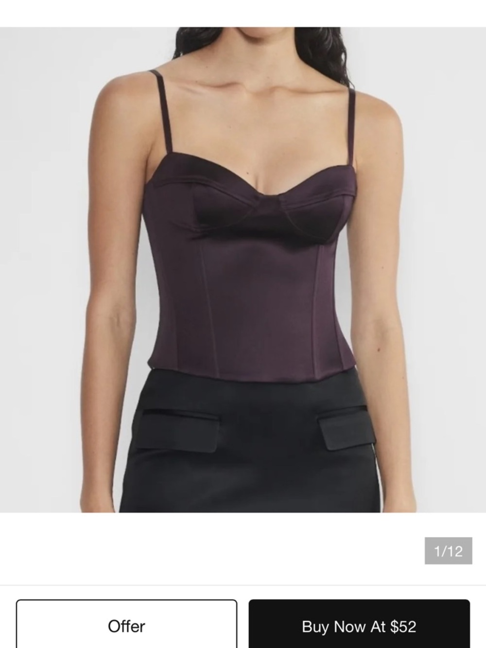 Artizia Satin Bustier Cami Top Deep Plum Club Evening Size 6 NEW